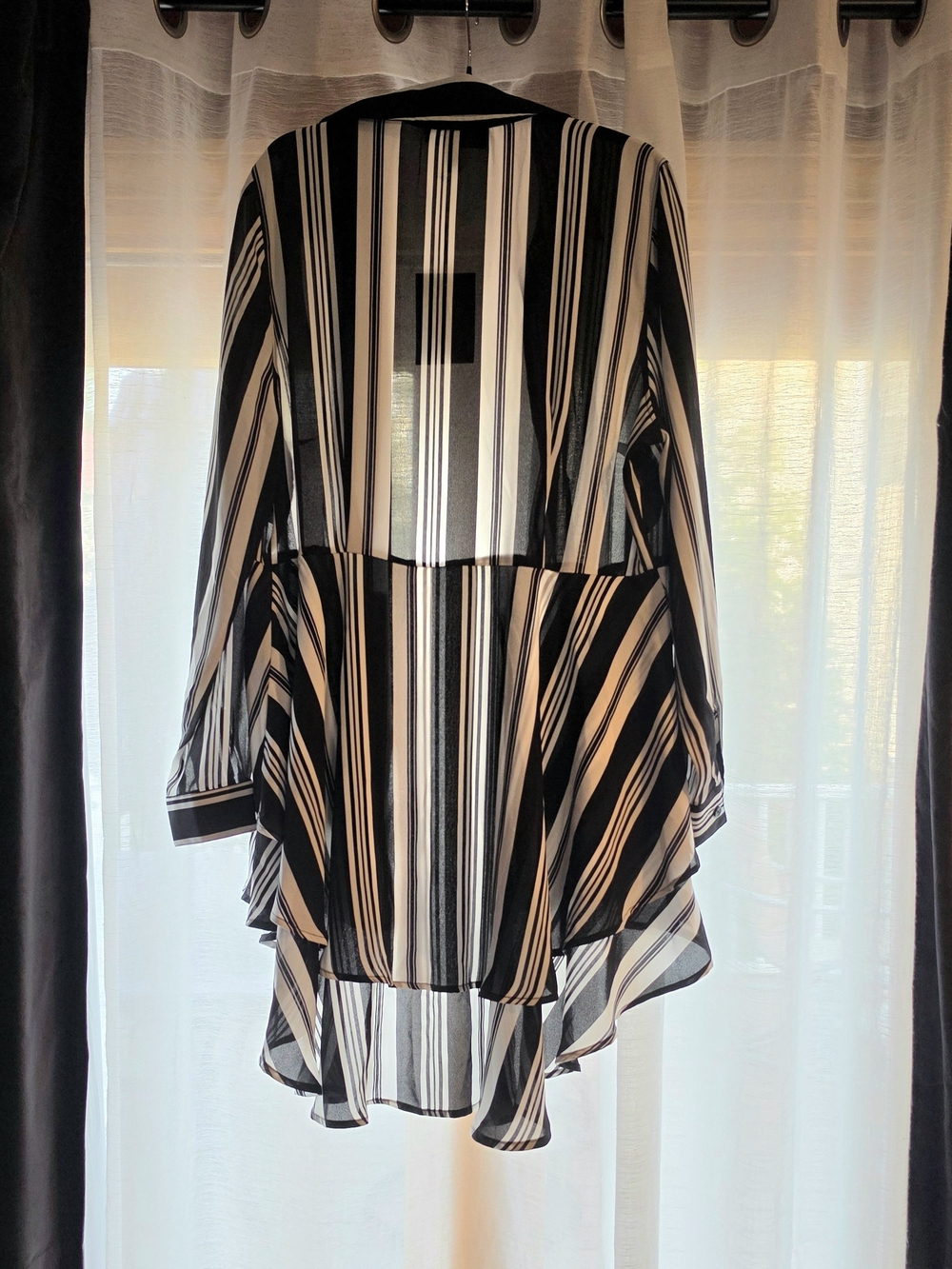 Lane Bryant Black & White Striped High-Low Tiered Skirted Blouse - Picture 2 of 4